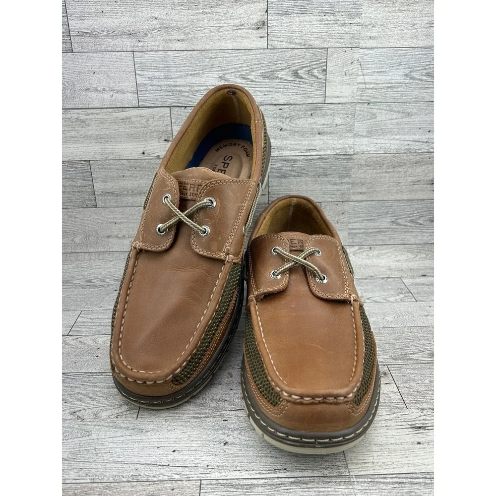 Sperry Top-Sider Men Billfish Boat Shoes Tan Leather Mesh‎ STS15061 Size 11.5 M